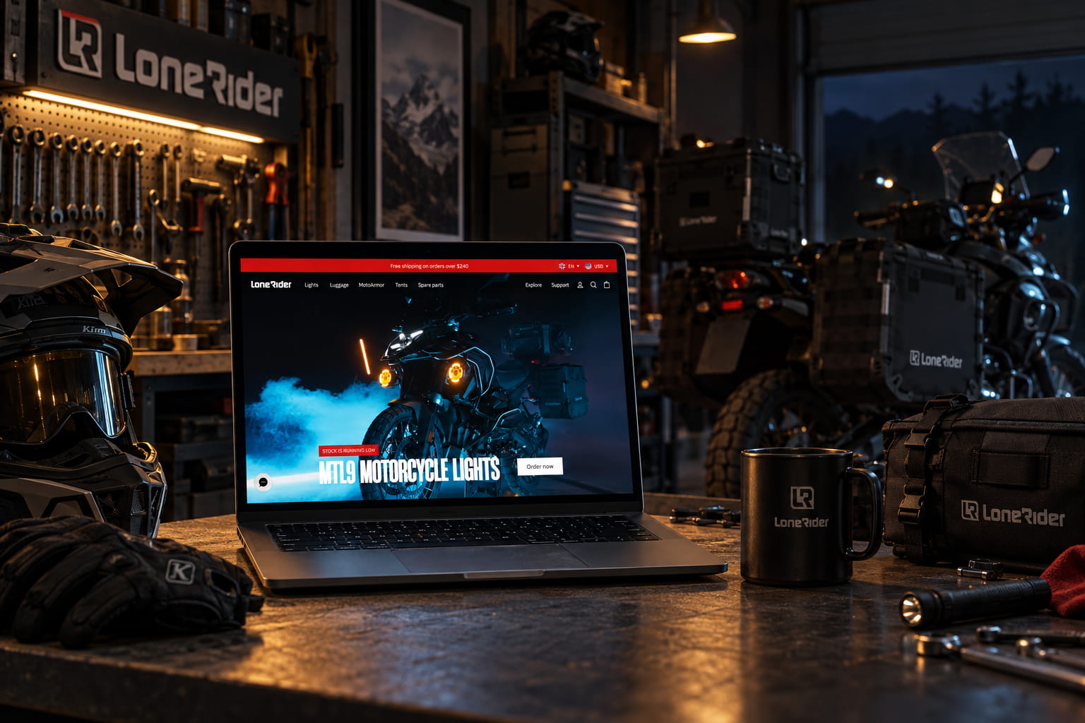 LoneRider motorcycle Shopify storefront